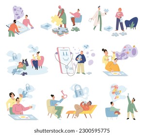 Psychologist listening to patient at mental therapy session. Growth mind and mental intelligence self development tiny person. Person talking to psychotherapist. Psychological session therapy support