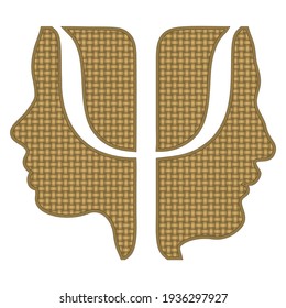 Psychologist Logo Vector Illustration. Sign Of Psychology With Seamless Pattern Isolated On White Background. Psi Symbol
