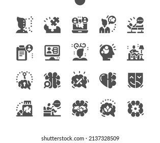 Psychologist. Mental problems. Stress and antidepressants. Health care, medical and medicine. Vector Solid Icons. Simple Pictogram