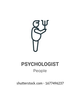 Psychologist outline vector icon. Thin line black psychologist icon, flat vector simple element illustration from editable people concept isolated stroke on white background