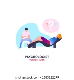 Psychologist, psychotherapist icon. Creative concept useful for logotype, pictogram, symbol design. Editable vector illustration in bright trendy colors. Phycology, Physiology, Psychiatry image