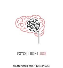 Psychologist, psychotherapist icon. Creative concept useful for logotype, pictogram, symbol design. Editable vector illustration in grey and light pink colors. Phycology, Physiology, Psychiatry image