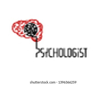 Psychologist, psychotherapist icon. Creative concept useful for logotype, pictogram, symbol design. Editable vector illustration in grey and red colors. Phycology, Physiology, Psychiatry image