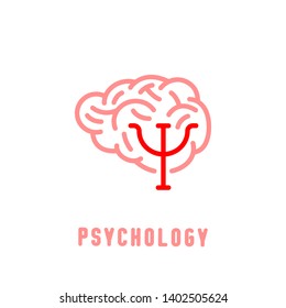 Psychologist, psychotherapist icon. Creative concept useful for logotype, pictogram, symbol design. Editable vector illustration in red and light pink colors. Phycology, Physiology, Psychiatry image