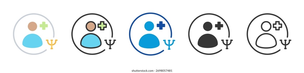 Conjunto de iconos de Recomendación de psicólogo Multi Style colección variada