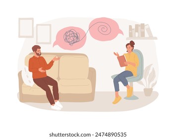 Psychologist service isolated concept vector illustration. Private psychologist session, mental health service, family psychology, children therapy, relationship psychotherapy vector concept.