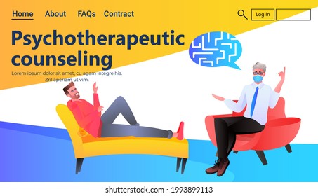 Psychologe, der das psychologische Problem der psychotherapeutischen Beratung männlicher Patienten löst