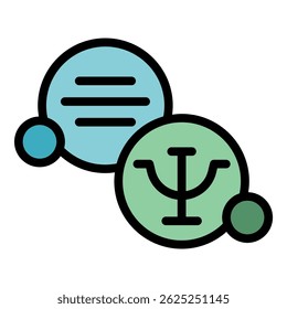 Ícone de apoio psicólogo. Contorno psicólogo apoio vetor ícone cor plana isolado