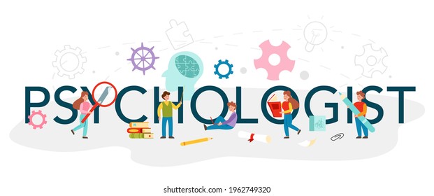 Psychologist typographic header. People's mental and emotional health