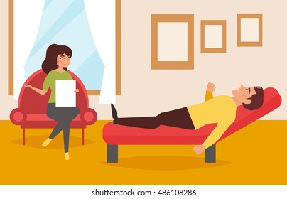 Psychologists Office Depression Conversation Vector Illustration Stock 