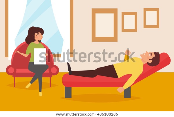 Psychologists Office Depression Conversation Vector Illustration Stock ...