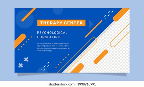 Psychology banner template with photo. - Vector.