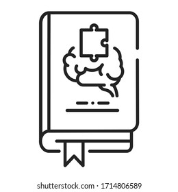 Psychology book black line icon. The scientific study of the mind and behavior. Pictogram for web page, mobile app, promo. UI UX GUI design element. Editable stroke