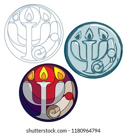 Psychology candle scroll logo vector