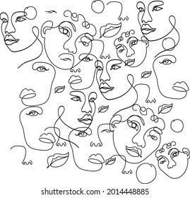 psychology caos modern line art girl portrait