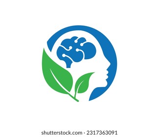 psychology care logo with mind symbol head brain