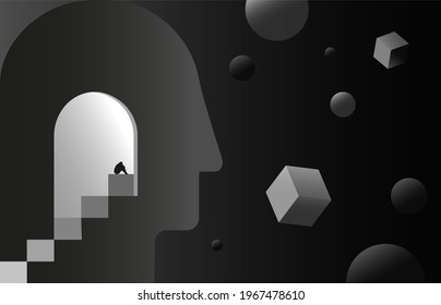 Psychology concept vector illustration. Mental health, depression, seasonal affected, sleep disorder. Psychiatry, philosophy