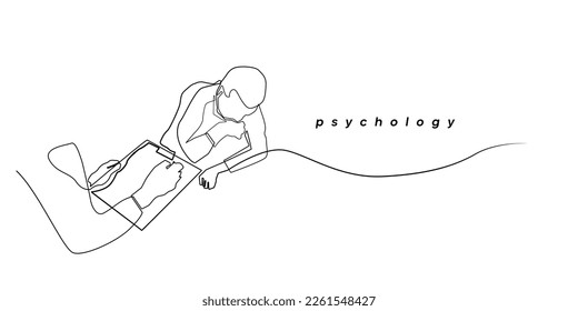 Psychologische kontinuierliche Linie Vektor.line Zeichnung des Psychiaters, die psychische Gesundheit Lösungen für Patienten.Geist Gesundheit, Trauma, Angst, Schatten der Angst