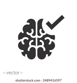 psicología doctor icono de Encuesta, chequeo cerebral de la salud, buena mente, conocimiento tic, Ilustración vectorial plana