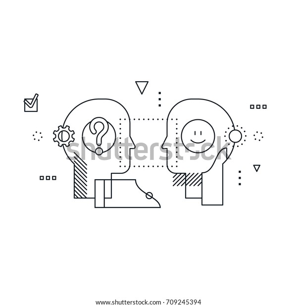 心理学教育のコンセプト 情緒的な知性のコンセプト コミュニケーション能力 推論と説得 線形デザインイラスト のベクター画像素材 ロイヤリティフリー