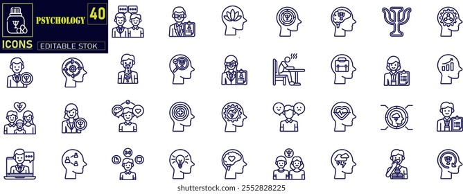 Psychology elements - minimal thin line web icon set. 