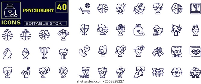 Psychology elements - minimal thin line web icon set. 
