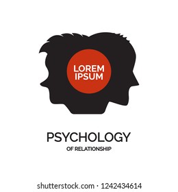 Psychology family, mental health or family rehab support concept. Couple therapy and couple psychotherapy vector logo and illustration