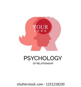 Psychology family, mental health or family rehab support concept. Couple therapy and couple psychotherapy vector logo and illustration
