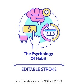 The psychology of habit concept icon. Customers regular purchasing behavior. Habitual buying abstract idea thin line illustration. Vector isolated outline color drawing. Editable stroke