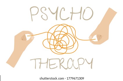 Psychology, human brain, psychoanalysis and psychotherapy, relationship and gender problems, personality and individuality, cerebral neurology, mental health. Psychotherapy concept illustration with