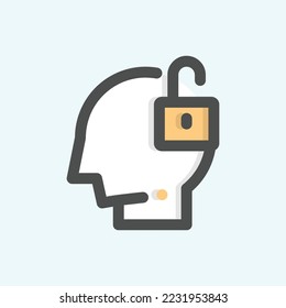 psychology icon, isolated lesson colored outline icon in light blue background, perfect for website, blog, logo, graphic design, social media, UI, mobile app