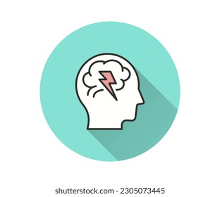 Psychology icon with long shadow for graphic and web design.