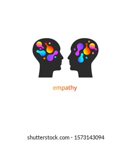 Psychology icon, psychotherapy logo, vector profiles of two men