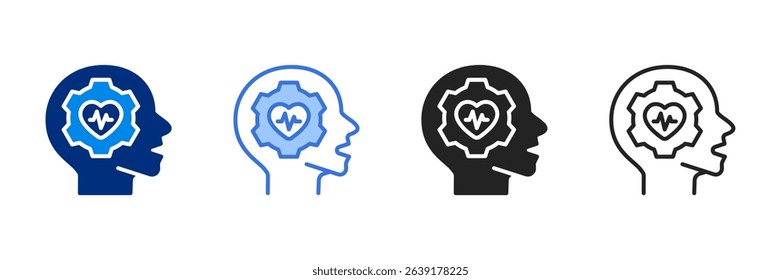 Psychology Icon Set Multiple Style Vector Illustration