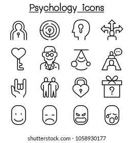 Psychology icon set in thin line style