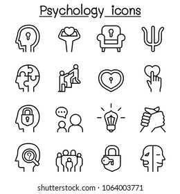 Psychology Icon Set In Thin Line Style