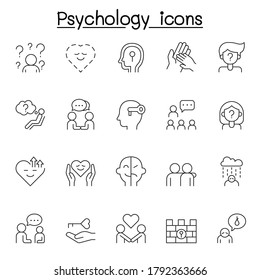 Psychology icon set in thin line style