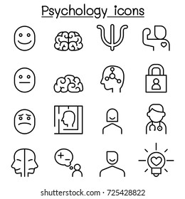 Psychology icon set in thin line style
