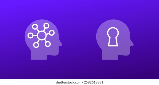 Psychology icons with head, vector