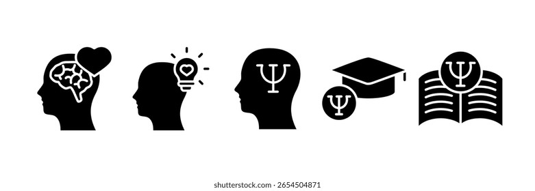 Psychology Knowledge Icon Set Multiple Style Collection, Containing design, knowledge, psychology, idea, education, brain