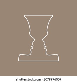 Psychology line icon concept. Rubin,s vase as concept of self knowing outline stroke element. Psychologist counseling. Psychotherapy. Editable stroke vector illustration