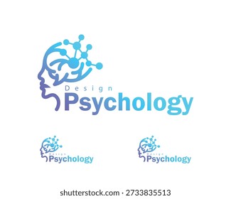 psychology logo creative design concept smart brain technology connect network