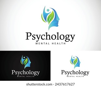 Psychology logo creative health brain design nature life concept head people