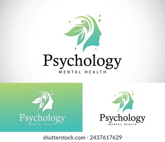 Psychology logo creative health brain design nature life concept head people