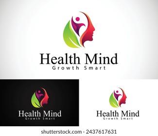 Psicología logo salud creativa diseño cerebral naturaleza vida concepto personas cabeza