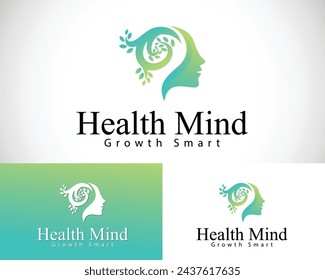 Psychology logo creative health brain design nature life concept head people