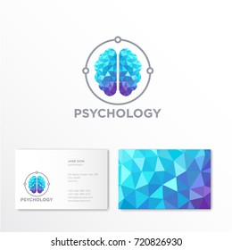 Psychology Logo. Crystal Brain Emblem. Identity. Business Card.