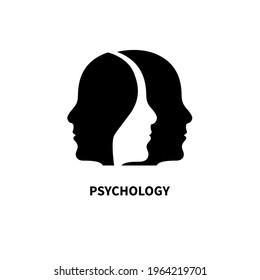 Psychology logo. Male profiles. Therapy icon. Communication symbol.