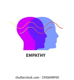 Psychology logo with two male profiles. Understanding icon. Abstract sign of therapy. Empathy symbol