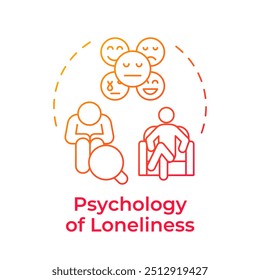 Psychology of loneliness red gradient concept icon. Mood disorder, mental psychotherapy. Round shape line illustration. Abstract idea. Graphic design. Easy to use in infographic, presentation